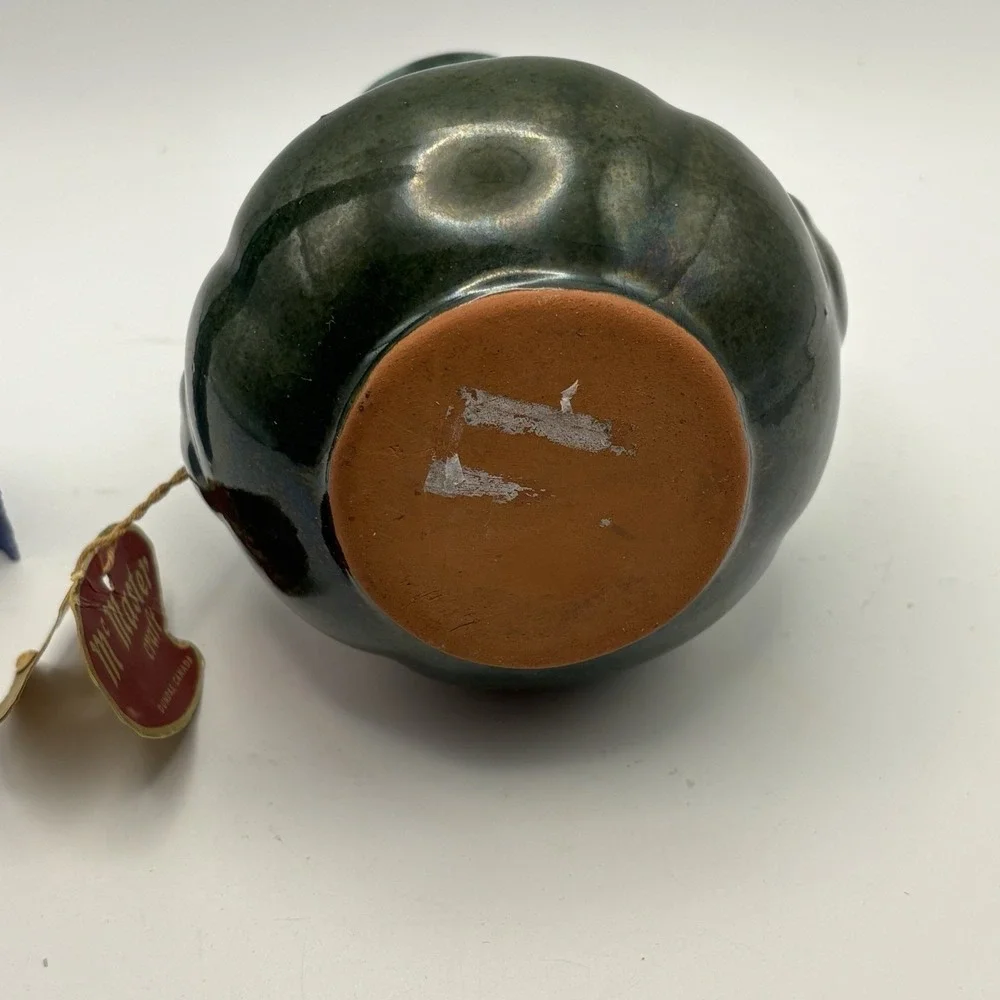 Vtg Blue‎ McMaster Craft Drip Glaze  Pottery Vase Jar Amherst NS Souvenir 2 3/4